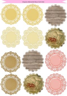 paper doidles with lace and flowers on them for scrapbooking or crafting