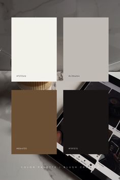 the color palette is brown, white and gray