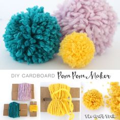 the instructions for how to make pom - pom maker are shown in three different colors