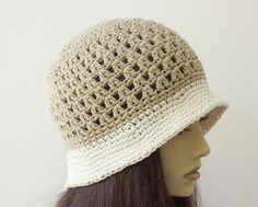 Crochet Bucket Sun Hat Crochet pattern by Judith Stalus Beige Bucket Hat, Crochet Hat With Brim, Custom Bucket Hats, Crochet Summer Hats, Crochet Sun Hat, Spring Hats, Bonnet Crochet, Crochet Bucket, Crochet Bucket Hat