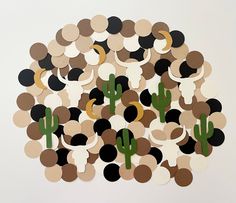 a bunch of different shapes and sizes of paper cut out to look like cacti