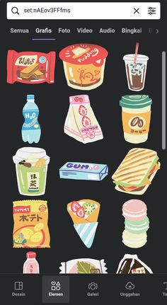 an iphone screen with food and drinks on it