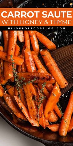 carrots with honey and thyme in a skillet