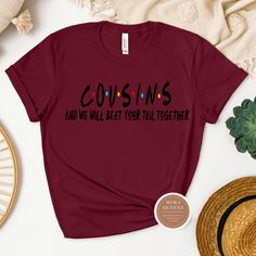 Gather your favorite cousins and show off your strong bond with these stylish Cousin t-shirts. Made from soft cotton material, this comfortable shirt is perfect for family gatherings, reunions, or casual hangouts with your favorite squad. Let everyone know who your ride-or-die crew is with this fun and trendy tee. Available in a variety of sizes to fit all members of your cousin squad!Shop these cool Cousin Shirts today. All shirts are unisex and available in sizes S-4X. Get either your normal s Cousin Squad, Cousin Shirts, Ride Or Die, Trendy Tee, Everyone Knows, Family Gatherings, Baggy Fits, Family Gathering, Cotton Material