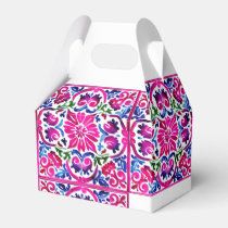 Pink blue Mexican tiles bridal shower Favor Boxes | Zazzle