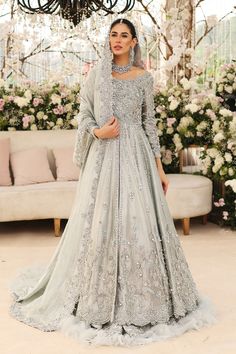 Ice Blue Lehenga Pishwas Pakistani Wedding Dresses Pakistani Bridal Lehenga, Pakistani Brides, Nikah Outfit, Baju Kahwin, Pakistani Bridal Dress, Walima Dress, Wedding Couture, Desi Wedding Dresses, Asian Bridal Dresses