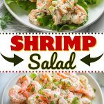 shrimp salad with lettuce, carrots and celery on the side