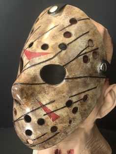 All masks are handmade and made to order { they are all handpainted and will not always be exact to the original} Hand Painted Full Face Mask For Masquerade, Hand Painted Halloween Cosplay Masks And Prosthetics, Halloween Cosplay Hand Painted Masks, Themed Full Face Masks For Masquerade, Hand Painted White Mask, Freddy Vs Jason, Jason Mask, Costume Masks, Jason Voorhees