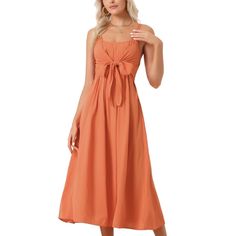 You will love this sweet dress in your spring-summer outings. This dress features a sleeveless and square neck with a Solid color for eye-catching. You can pair them with your block-heeled sandals or mule shoes to complete the look. You can also accessorize with a wide-brimmed sun hat, sunglasses, and a cute beach bag for a vacation style. This dress is suitable for many occasions, such as dating, daily wear, dancing, holidays, etc. Casual Square Neck Sundress For Picnic, Summer Square Neck Sundress For Picnic, Sleeveless Sundress With Tie Straps For Spring, Spring Vacation Sundress With Square Neck, Square Neck Sundress For Spring Vacation, Picnic Sundress With Tie Straps, Spring Vacation Sundress With Bow Straps, Spring Picnic Sundress With Square Neck, Casual Sundress With Bow Straps For Brunch