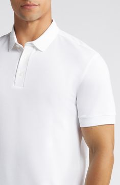 A stretchy, sweat-wicking knit made with cotton and lyocell keeps you moving comfortably all day in a polo that resists wrinkles for a polished look. Button half placket Spread collar Short sleeves Moisture-wicking fabric engineered for dryness and comfort 60% polyester, 17% cotton, 11% modal, 6% Tencel® lyocell, 6% elastane Tencel lyocell is a sustainably produced fiber made with closed-loop processing Machine wash, tumble dry Imported Moisture Wicking Fabric, Polished Look, Moisture Wicking, Wrinkles, Short Sleeves, Nordstrom, Collar, Fabric, Free Shipping