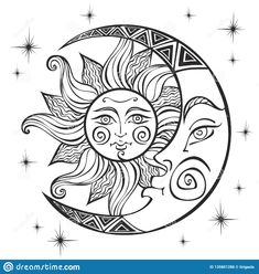 the sun and moon with stars in the sky coloring pages for adults, kids and adults