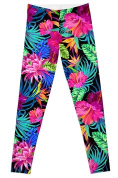 Super stretchy and durable polyester full-length leggings. Vibrant high-quality sublimation print across the front and back. Size range XXS-XL. colorful pattern with tropical flowers. sunny, funny, sexy, vintage, but new. Whats not to love? :) Sunny Funny, Hibiscus Pattern, Galaxy Poster, Baby Boy Clothes Newborn, Pattern Leggings, Dress A Line, You Mad, Leggings Pattern, Tropical Flowers