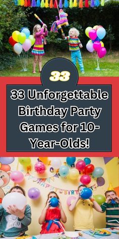 Make your 10-year-old's birthday unforgettable with these 33 fun and engaging party games! From exciting outdoor challenges to creative indoor activities, there's something for every kid to enjoy. These games will not only keep the kids entertained but also foster teamwork and laughter. Whether you’re planning a themed party or a casual get-together, these game ideas will ensure everyone has a blast and creates lasting memories. Get ready to celebrate with joy and fun! 🎉🎂 Kid Birthday Party Games, Kids Games For Birthday Party, Fun Birthday Party Games, Easy Birthday Party Games, Kids Birthday Party Games, Girls Birthday Party Games, Birthday Games For Kids, Indoor Birthday Parties, Girls Party Games