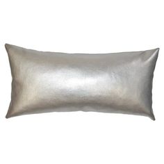 a silver pillow on a white background with no one in the photo to describe it