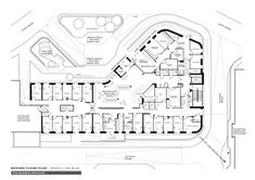 the floor plan for an office building with several floors and two levels, including a second level