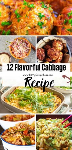 the 12 flavorful cabbage recipes are ready to be eaten and cooked in the oven