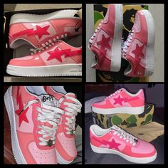 High Quality Bapesta Pink Patent Leather Unisex Sneaker Shoes Bapesta Pink, Bapesta Sneakers, Sneaker Diy, Bape Star, Bapesta Shoes, Bape Sneakers, Shoes Star, Futuristic Shoes, Kitty Pictures