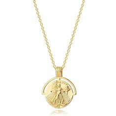 PRICES MAY VARY. Coin Necklace Size: Length/18"+2"extender, disk pendant 0.98"*0.86". Coin Pendant Design:The gold pendant symbol of this coin necklace is a vintage design that is simple delicate and stylish. Displays a combination of strength and beauty. Classic and timeless, our coin necklace is an elegant finishing touch for any look. This feminine, collectible piece makes a most romantic little gift. Coin Necklace Craft: Our medal pendant necklaces are all plated twice.We initially plate wit Gold Coin Necklace, Necklace Craft, Vintage Texture, Round Circle, Disc Pendant, Gold Coin, Necklace Size, Coin Necklace, Pendant Design