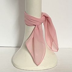 "Size: 19\" by 19\" square with the widest length diagonal 31\" When in doubt it's best to measure your neck circumference for the best fit.  Pink Chiffon Neck Scarf / Headwrap dot 19\" square neck scarf. Can also be worn in the hair as a headband. Made in the USA  Hand wash / drySee last photo for a diagram how to fold the scarf for the look seen on the mannequin.  FREE Shipping \"FIRST CLASS SHIPPING\" with all orders insurance is not included. Upgraded shipping can be purchased at an addition Chic Pink Silk Scarf For Formal Occasions, Elegant Pink Scarf For Formal Occasions, Elegant Pink Formal Scarves, Chic Square Silk Scarf For Formal Occasions, Elegant Square Scarves For Formal Occasions, Chic Solid Color Formal Scarves, Chic Formal Square Silk Scarf, Elegant Square Scarf For Formal Occasions, Formal Chic Square Silk Scarf