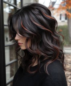 Rich Chocolate with Auburn Highlights Black And Auburn Hair, Brown With Auburn Highlights, Auburn Highlights, Auburn Hair, Fall Hair Colors, Warm Autumn