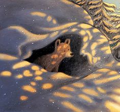 a painting of a bear in the snow