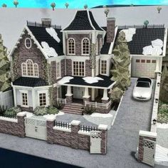 Bloxburg Ideas To Build, Bloxburg Winter House, Modern Suburban House, Winter House Exterior