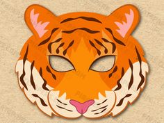 a paper mask with a tiger's face on it