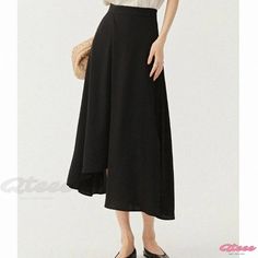 Qteee - Professional A-line Skirt for Women Casual Solid A-line Maxi Skirt, Casual A-line Bottoms For Day Out, Chic A-line Maxi Skirt, Casual A-line Maxi Skirt For Work, Chic Flowy Skirt With Wide Hem, Trendy A-line Summer Bottoms, Spring Casual Maxi Skirt With Wide Hem, Casual Wide Hem Maxi Skirt For Spring, Relaxed Spring Skirt With Wide Hem