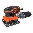 an orange and black electric sander on a white background