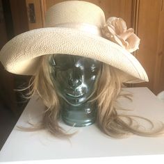 Stunning Hat, Excellent Condition, Never Worn, I Found It At A Vintage Store And Just Fell In Love With It Years Ago. I Never Wore It. My Ladies Tea Days At The Huntington Pasadena Ca Gardens Are A Distant Past. But The Derby Is Where This Can Be Worn. I Usually Don’t Fall For Old Fashioned Hats But This Is Gorgeous! Nice Brim Folding Just Right. Beautiful Soft Pink/Cream Ribbon And Trimmed And Hem Brim. Price Is Firm. Formal Straw Hat For Spring, Formal Spring Straw Hat, Chic Pink Straw Hat For Summer, Formal Chic Beige Straw Hat, Classic Beige Straw Hat For Garden Party, Classic Straw Hat For Spring Wedding, Elegant Cream Straw Hat, Classic Spring Wedding Straw Hat, Chic Beige Straw Hat For Garden Party