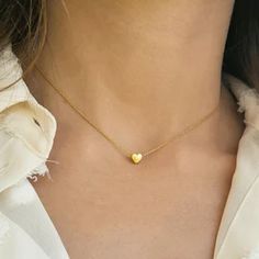 Tiny Heart Necklace Extra Tiny Heart Pendant Minimalist - Etsy Golden Necklace Jewellery, Golden Heart Necklace, Mini Heart Necklace, Gold Heart Choker, Small Heart Pendant, Gold Neck Chain, Fidget Necklace, Small Heart Necklace, Tiny Heart Necklace