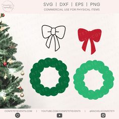 christmas wreath and bow svg files