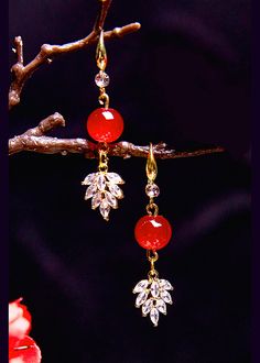 Chic Red Gem Stone Zircon Drop Earrings925 Silver.Made of fine Zircon.Measurement: 4.5cm/1.755" * 1cm/0.39". Matches easily with daily hairstyle, dresses & Shirts Elegant Red Single Clip-on Earring, Elegant Red Crystal Earrings, Red Clip-on Earrings For Wedding, Elegant Red Dangle Clip-on Earrings, Red Round Clip-on Jewelry, Elegant Handmade Red Crystal Earrings, Red Clip-on Round Jewelry, Red Clip-on Jewelry For Wedding, Elegant Red Clip-on Earrings