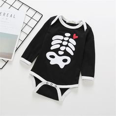 Baby Halloween Skeleton Long Sleeve Rompers - PrettyKid Baby Boy Halloween, Cheap Baby Clothes, Halloween Bodysuit, Clean Heart, Baby Boy Summer, Rompers Online, Boys Summer, Pattern Romper, Halloween Long Sleeve