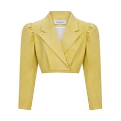 What you wear is a form of communication and this bold cropped blazer speaks of power, confidence, youth, joy, comfort and volume in emotions. Featuring a double breasted concealed snap fastening, a cropped length, curved hem, peak lapels, long puff shoulder sleeves and a fitted waist.  Make a strong statement and pair it with our Flared Leg Cropped Trouser for our look-book look.   Fully lined.  Made in: Turkey Fabric Contents:   Outer shell: %97 Cotton %3 Elastane  Lining: %100 Cotton  Care In Cropped Trouser, Blazer And Skirt Set, Crop Blazer, Blazer And Skirt, Blazer Designs, Futuristic Fashion, Cotton Blazer, Instagram Outfits, Cropped Blazer