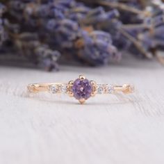 14k solid rose gold dainty & elegant amethyst promise ring for her, Unique small womens amethyst engagement ring, February birthstone WE OFFER UNLIMITED PERIOD INSTALLMENTS PLAN This is a beautiful, stunning, feminine ring that works well for all occasions, styles, and ages. You will love it! Ring information: Main stone: Amethyst Approximate size: 4.0mm Accent stones: Cubic zirconia Approximate size: 1.75mm (6 stones) Metal type: Gold Metal stamp: 14k Gold Installment Payments We offer inst Amethyst Engagement Ring, Promise Ring For Her, Amethyst Ring Engagement, Promise Rings For Her, February Birthstone, February Birth Stone, Rings For Her, Promise Ring, Metal Stamping