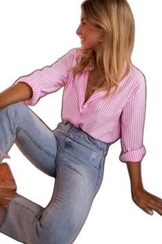 Parisian Spring, Pink Shirt, Women's Summer Fashion, Natural Fabrics, Perfect Shirt, The Pink, Colored Jeans, Summer Women, Clothing Items