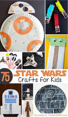 star wars crafts for kids that are fun and easy to make with paper plates, construction paper bags, scissors, and more