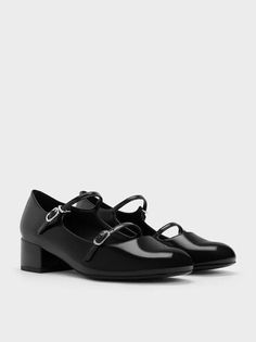 Black Box Double-Strap Block-Heel Mary Janes | CHARLES & KEITH Black Patent Leather Block Heels For Work, Black Mary Jane Block Heels For Formal, Classic Black Patent Leather Mary Janes, Black Block Heels With Buckle Closure For Formal Events, Black Block Heels With Buckle For Formal Occasions, Modern Black Patent Leather Block Heels, Black Block Heel Mary Janes For Formal Occasions, Modern Black Mary Janes For Work, Formal Black Mary Janes With Branded Heel