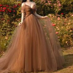 Prom Dresses Nature, Brown Fairy Prom Dress, Light Academia Prom Dress, Earth Tone Prom Dress, Fall Prom Dresses, Prom Dress Ethereal, Prom Dresses Enchanted Forest, Enchanted Forest Theme Dress Prom, Brown Ballgown