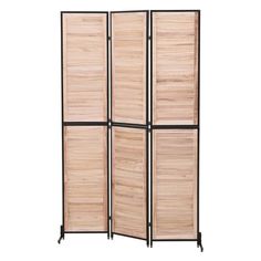 a room divider made out of wood and metal