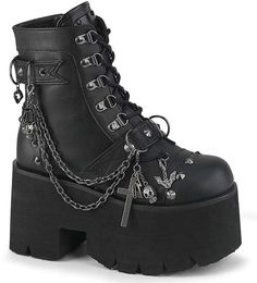 ASHES-52 Platform Boots Cute Demonia Shoes, Gothic Platform Boots, Black Lace Pumps, Goth Platforms, Skull Pants, Boots Goth, Goth Outfit Ideas, Demonia Boots, Goth Boots