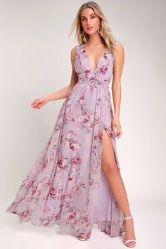 Lavender Floral Dress, Peinados Recogidos, Womens Wedding Dresses, Lavender Floral, Lavender Dresses, Backless Prom Dresses, Floral Print Maxi Dress, Floral Print Maxi