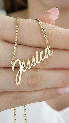 Personalized Name Necklace Gold Earrings Designs, Custom Name Necklace, Hand Jewelry, Dream Jewelry, Gold Jewelry Fashion