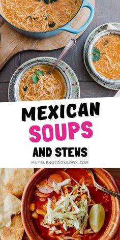 mexican soups and stews with text overlay