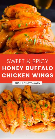 sweet and spicy honey buffalo chicken wings are the perfect appetizer for any meal