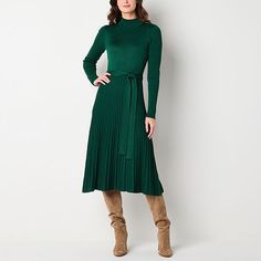 Studio 1 Womens Long Sleeve Belted Midi Sweater Dress, Color: Hunter - JCPenney Midi Sweater Dress, Family Christmas Pictures, Wardrobe Wishlist, Sharp Dressed Man, News Studio, Sweater Dress Midi, Long Sleeve Midi, Girly Girl, Belts For Women