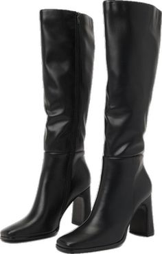 Boots Square Toe, Lulu Fashion, Black Knee High Boots, Square Toe Boots, Black Knees, Toe Boots, Wide Calf, Black Square, Heel Boots