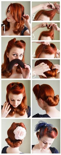 Cabelo Pin Up, Victory Roll, Retro Hairstyles Tutorial, Sanggul Modern, Vintage Updo, Retro Wedding Hair, Vintage Hairstyles Tutorial, 1940s Hairstyles, Victory Rolls