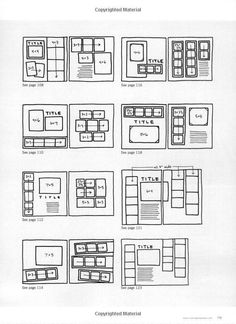 a bunch of diagrams that are on top of a sheet of paper with different shapes and sizes